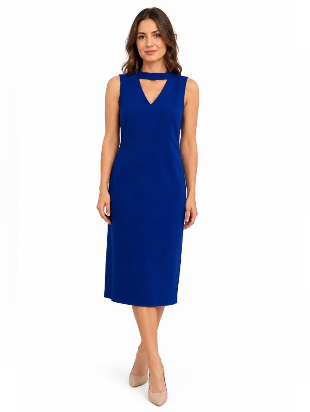 Calvin Klein Cobalt V-Neck Sleeveless Sheath Dress